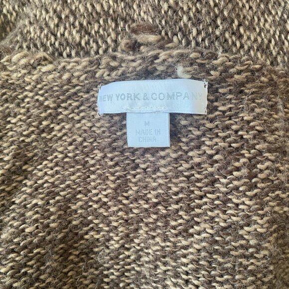 New York & Company women's M brown open front long sleeve tie cardigan sweater - Picture 8 of 10